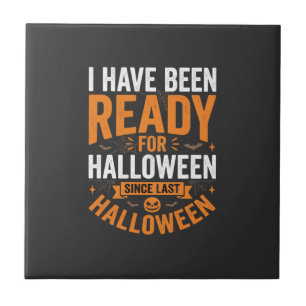 Ready For Halloween Pumpkin Skull Design Ceramic Tile
