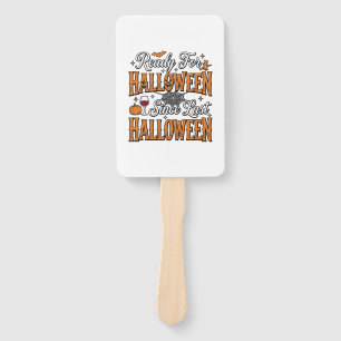 Ready For Halloween Vintage Engraving Shirt Design Hand Fan