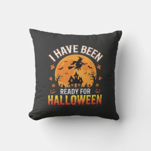 Ready For Halloween Witch Haunted House Design Cushion