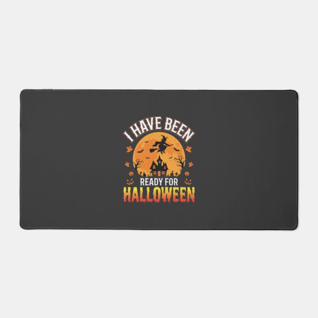 Ready For Halloween Witch Haunted House Design Desk Mat (Front)