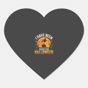 Ready For Halloween Witch Haunted House Design Heart Sticker