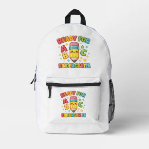 Ready for Kindergarten Cute Pencil Rainbow ABC  Printed Backpack