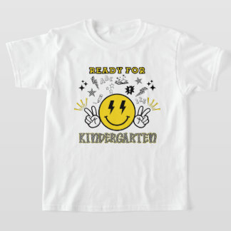 Ready for Kindergarten Pink Retro Smiley Face T-Shirt