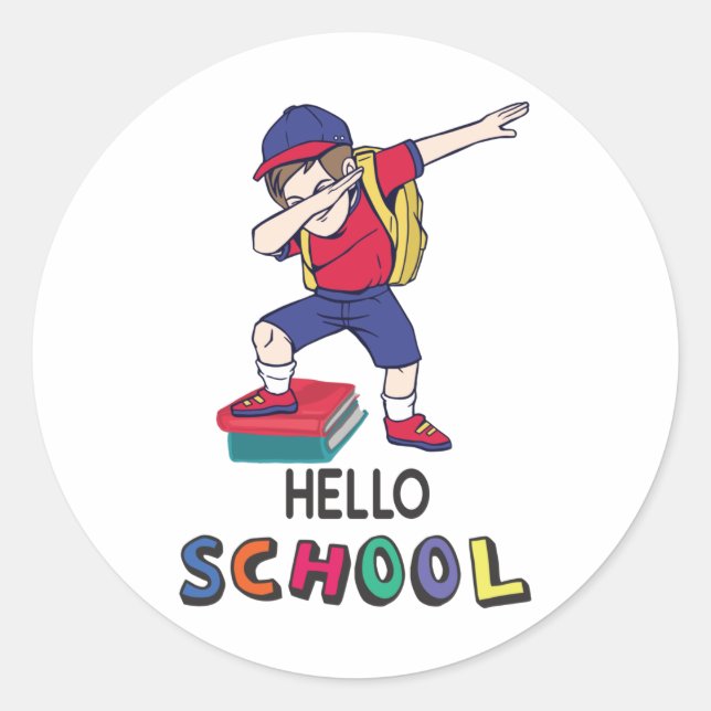 Ready for online school classic round sticker (Front)