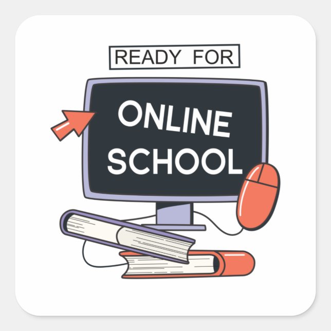 Ready for Online School Square Sticker (Front)