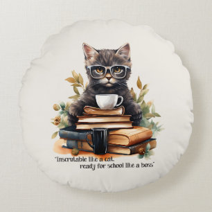 Ready For School Like A Boss Round Cushion