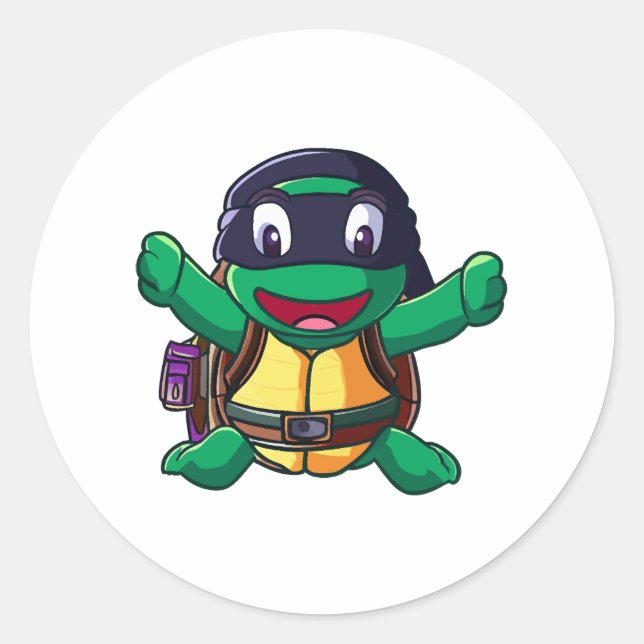Ready for School Turtle Kids Classic Round Sticker (Front)