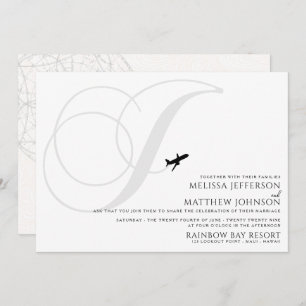 Ready for Take Off J Initial Wedding Invitation