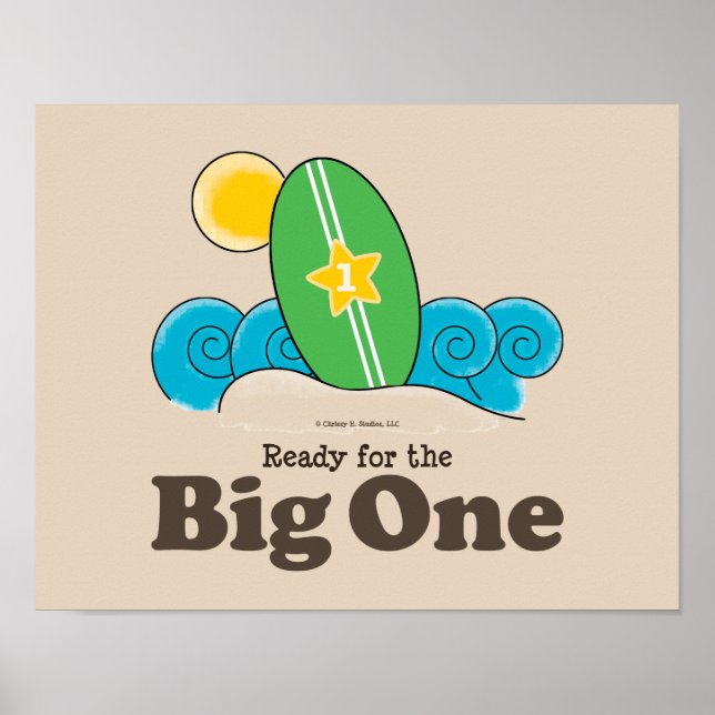 Ready For The Big One Surfboard Surf Poster Print (Front)