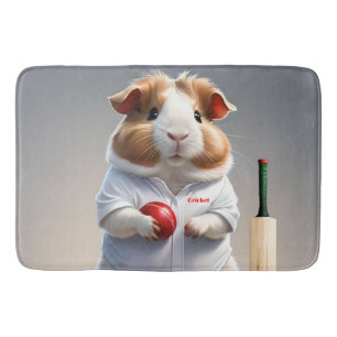 Ready For The Pitch, Guinea Pig Cricketer Bath Mat