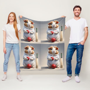 Ready For The Pitch, Guinea Pig Cricketer Fleece Blanket