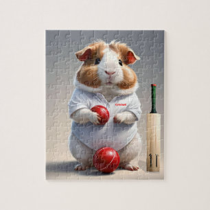 Ready For The Pitch, Guinea Pig Cricketer Jigsaw Puzzle