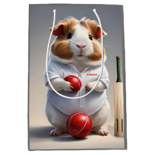 Ready For The Pitch, Guinea Pig Cricketer Medium Gift Bag