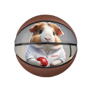 Ready For The Pitch, Guinea Pig Cricketer Mini Basketball