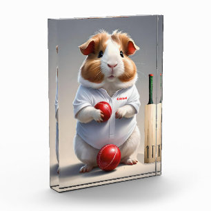 Ready For The Pitch, Guinea Pig Cricketer Photo Block