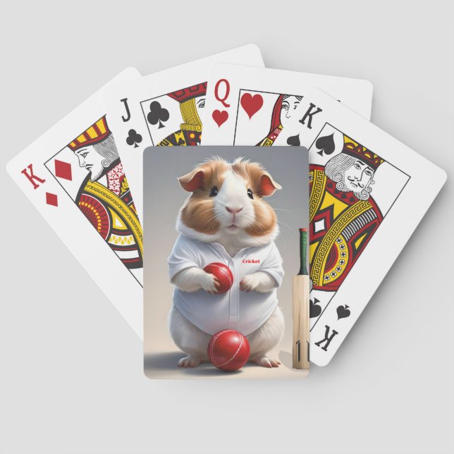 Ready For The Pitch, Guinea Pig Cricketer Playing Cards (Back)