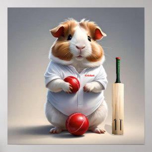 Ready For The Pitch, Guinea Pig Cricketer Poster