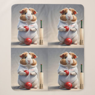 Ready For The Pitch, Guinea Pig Cricketer Sherpa Blanket