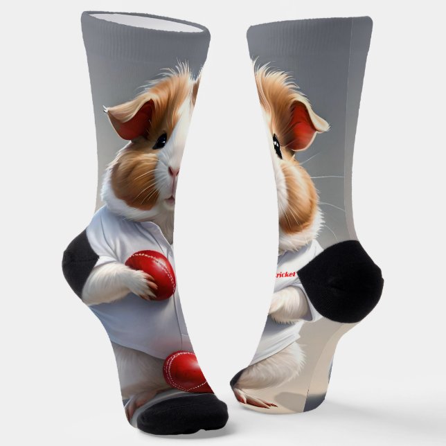 Ready For The Pitch: Guinea Pig Cricketer Socks (Angled)