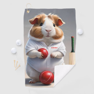 Ready for the Pitch: Guinea Pig in Cricket Gear, Golf Towel