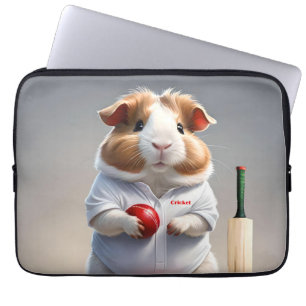 Ready for the Pitch: Guinea Pig in Cricket Gear, Laptop Sleeve