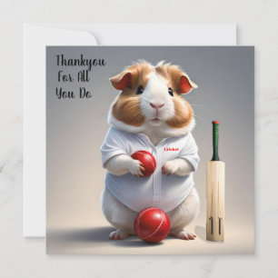 Ready for the Pitch: Guinea Pig in Cricket Gear, Thank You Card