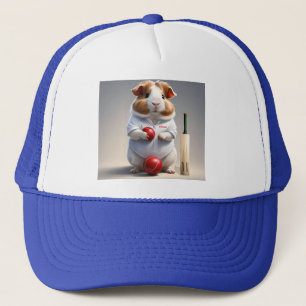 Ready for the Pitch: Guinea Pig in Cricket Gear, Trucker Hat