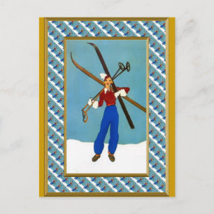 Ready for the ski slopes holiday postcard