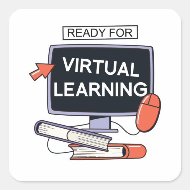 Ready for virtual learning square sticker (Front)