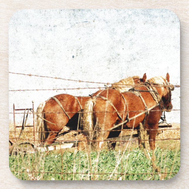 Ready For Work, Two Draught Horses Coaster (Front)