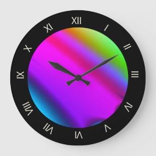 Ready Rainbow Fractal Large Clock