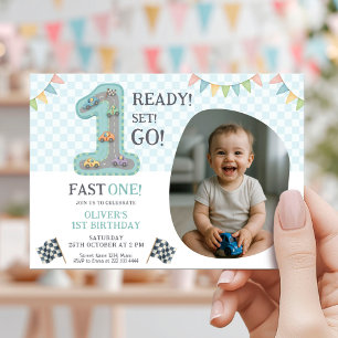 Ready Set Go First Birthday Invitation