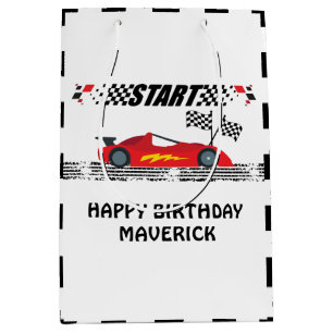 Ready Set Go Race Car Red Birthday Medium Gift Bag