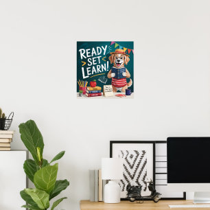 Ready Set Learn Cute Teacher Dog Back to School Poster
