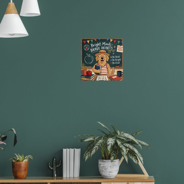 Ready Set Learn Cute Teacher Dog Back to School  Poster (Living Room 1)