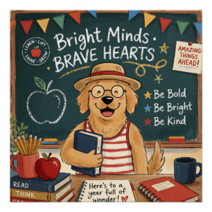 Ready Set Learn Cute Teacher Dog Back to School Poster