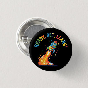 Ready Set Learn Rocket Back to School 3 Cm Round Badge