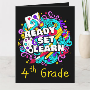 Ready Set Learn – Starting School 4th Grade Kids   Thank You Card