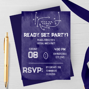Ready Set Party Football Watch Party Invitation