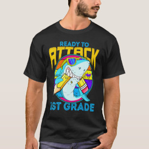 Ready To Attack 1st Grade Shark Back To School Boy T-Shirt