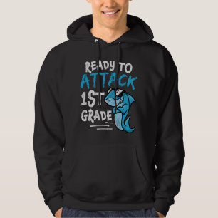 Ready to Attack 1st Grade Shark Back to School  Hoodie