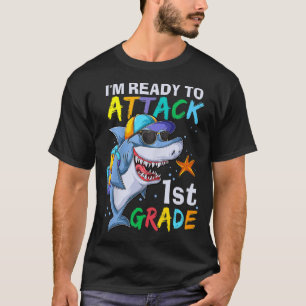 Ready To Attack 1st Grade Shark Back To School Sea T-Shirt