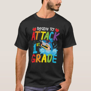Ready To Attack 1st Grade Shark Boys Back To Schoo T-Shirt