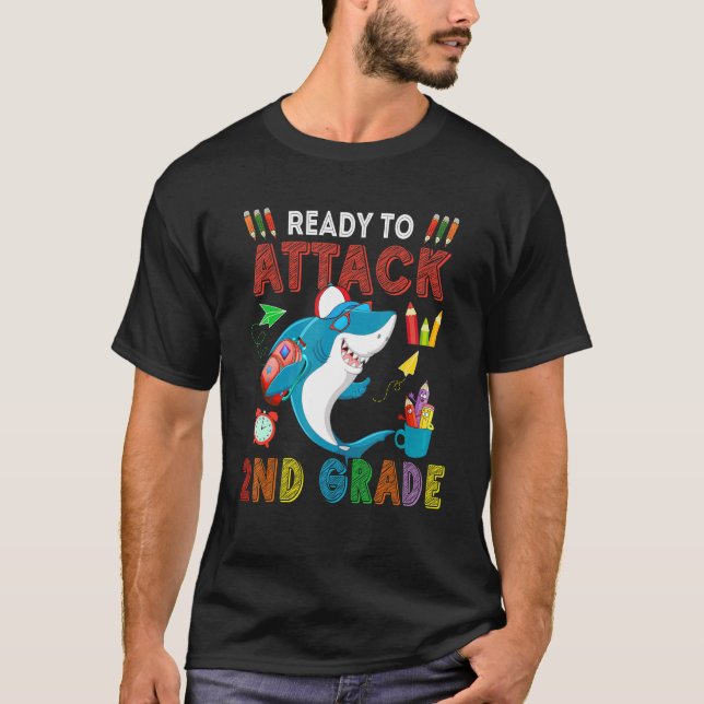 Ready To Attack 2nd Grade Shark Sunglasses With Sc T-Shirt (Front)