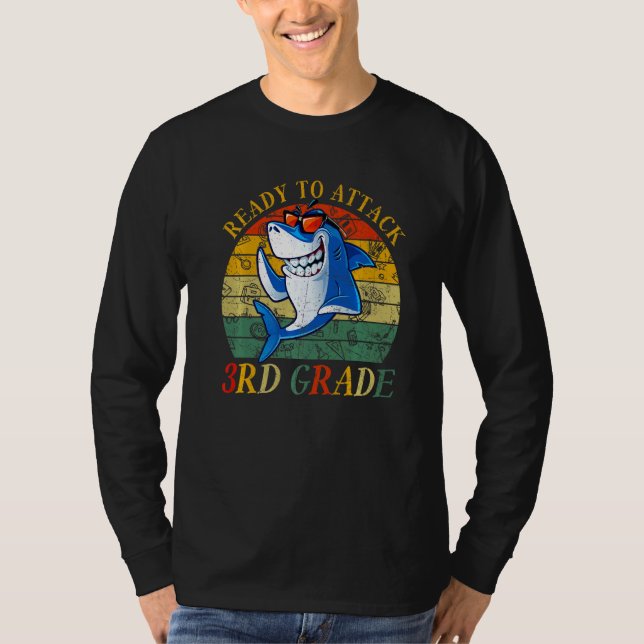 Ready To Attack 3rd Grade Back To School Shark T-Shirt (Front)