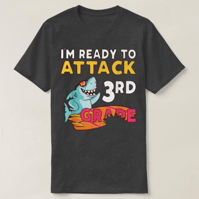 Ready To Attack 3rd Grade Funny Back To School Boy T-Shirt (Design Front)