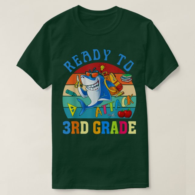 Ready To Attack 3rd Grade Shark Back to School Boy T-Shirt (Design Front)