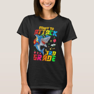Ready To Attack 3rd Grade Shark Back To School Tea T-Shirt