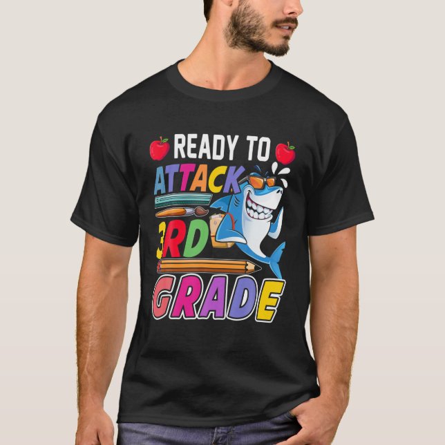 Ready To Attack 3Rd Grade Tee Shark Back To School (Front)