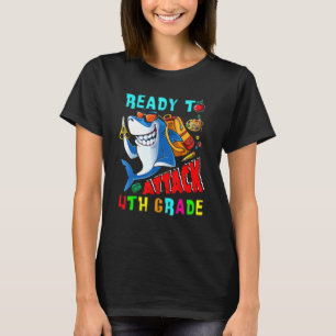 Ready To Attack 4th Grade Shark Back To School St T-Shirt